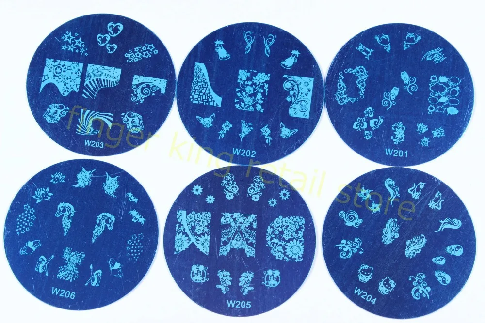20 шт./лот большой круглый дизайн ногтей изображение гель лак для Передача шаблон