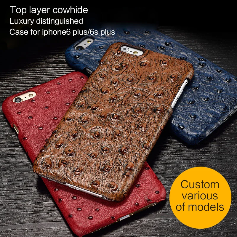 Wangcangli brand phone case new ostrich grain back cover for iphone cell X manual custom processing | Мобильные телефоны и