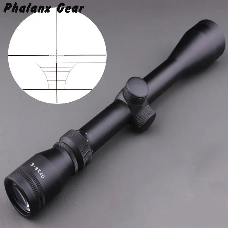 3-9x40 Rifle Sight Scope Tactical Optical Dot Verlichte Retische Voor Hunting Rail Mounts Red Riflescope | Спорт и развлечения