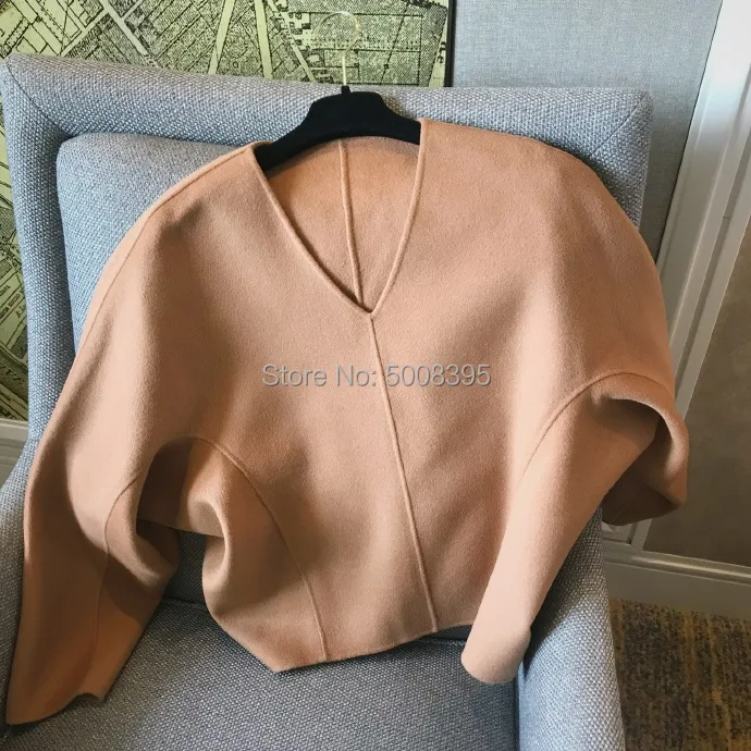 Женский шерстяной свитер Rennes Camel/Black с v-образным вырезом и Длинными Широкими Рукавами