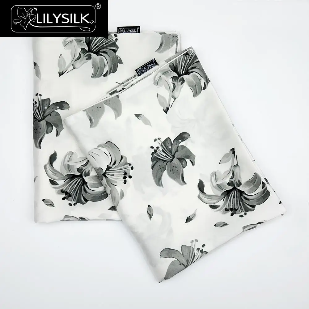 Наволочка LilySilk, натуральный шелк 100, для волос, роскошная, 19 Momme, рисунок тушью, 1 шт., домашний текстиль