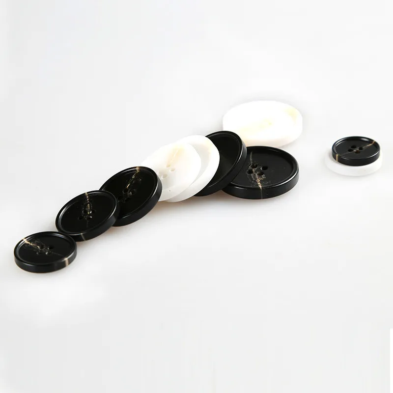 

10Pcs Fine-edged Resin Pattern Round Buttons White Black Fit Suit Coat DIY Crafts Sewing Ornaments Scrapbook Clothes Accessories
