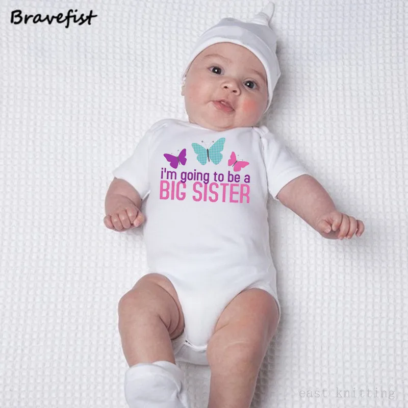 Летняя одежда для новорожденных боди Прекрасных Бабочек Big Sister (старшая сестра)