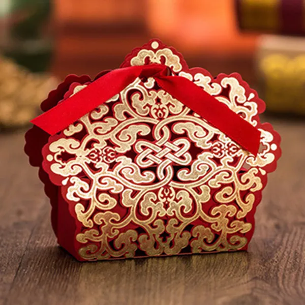 Высокое качество 100 шт. свадьба свет золото Слоновой Кости бумажная коробка