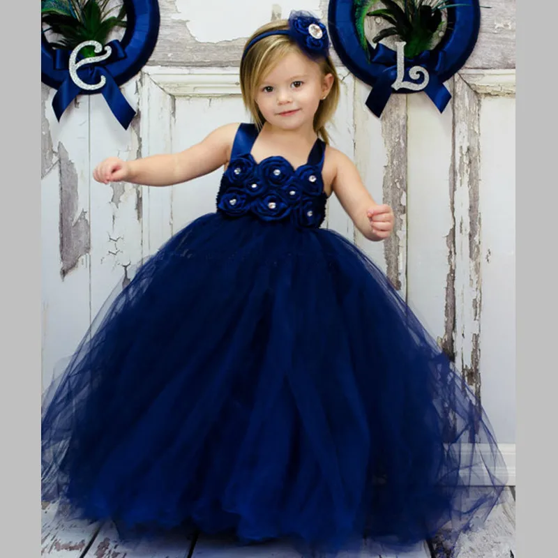 Handmade New Navy Girl Tulle Tutu Dress Baby Flower Dresses Kid Birthday Wedding Bridesmaid Pageant Graduation Formal | Детская одежда