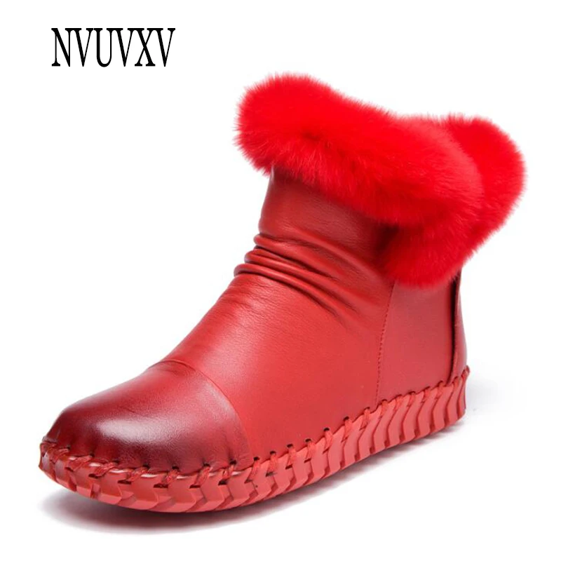2019 hot Fashion Rex rabbit hair Women Ankle Boots genuine Leather Women's shoes high quality boots botas mujer sh085 | Обувь