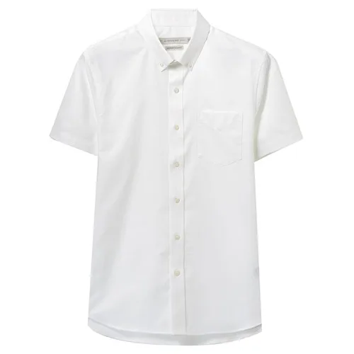 01White Giordano мужская рубашка «Оксфорд спиннинг» с короткими рукавами из натурального хлопка slim fit,имеется два варианта окраса - Цвет: 01White