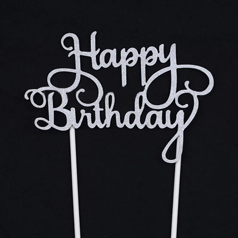 Кекс торт Топпер флаги с надписью Happy birthday двойные палочки для семьи день рождения приборы для декорации выпечки GQ999