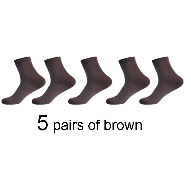 5 pairs brown Autumn Winter Men's Warm Wool Socks Cotton Harajuku High Quality Black gray Casual Tube Men Dress Socks for men gift 5Pair - Цвет: 5 pairs brown