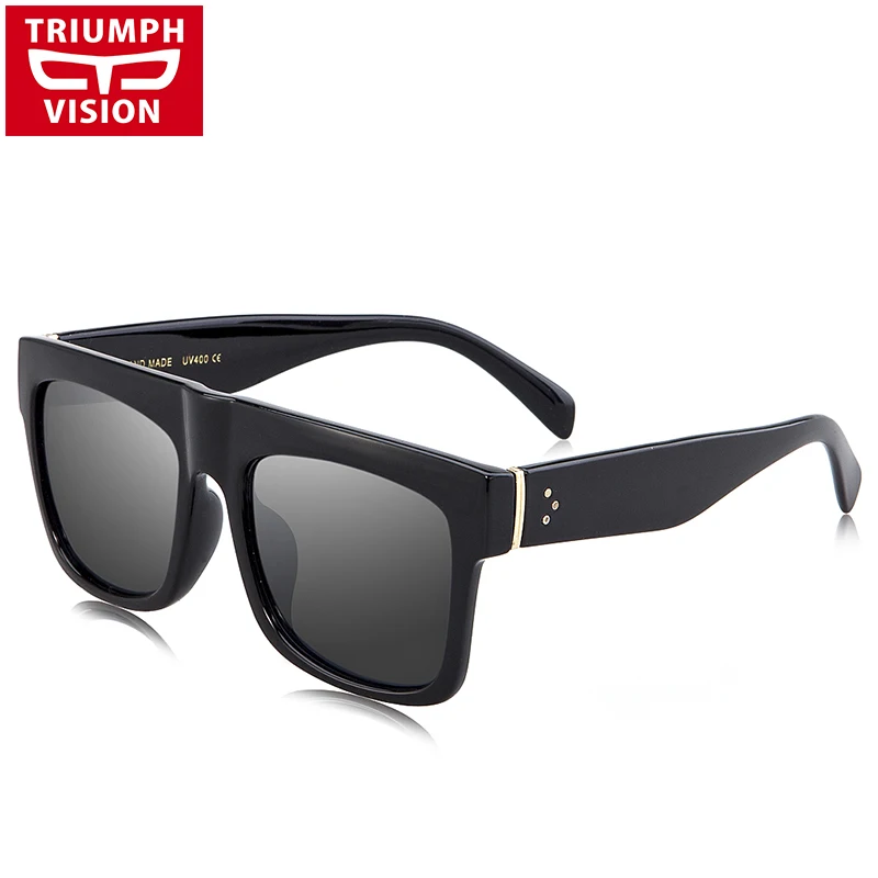 TRIUMPH VISION прочные черные мужские солнцезащитные очки с плоским верхом, негабаритная квадратная большая рама, летние крутые Модные мужские солнцезащитные очки с градиентом UV