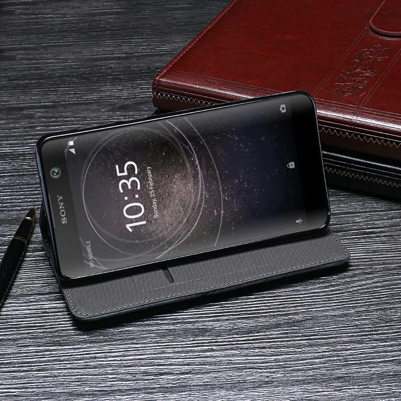 Чехол из искусственной кожи с откидной крышкой для Sony Xperia XA2 Plus Винтажный чехол 6 0