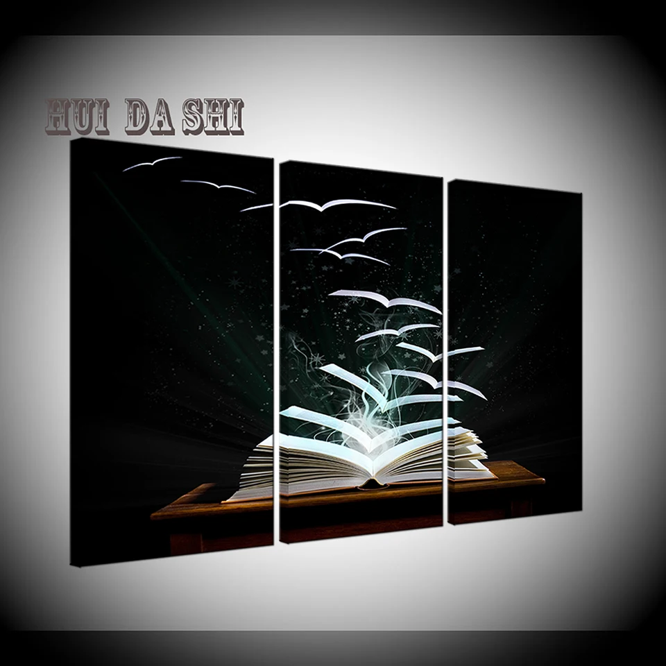 

Framework HD Printed Modern Living Room Pictures 3 Panel Books Cross Canvas Wall Art Poster Home Decoration Modular Painting