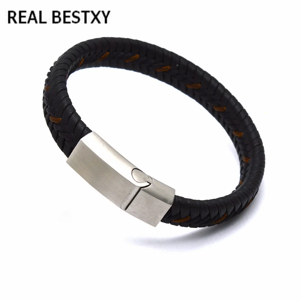 REALBESTXY Black Leather Bangle Cord Bracelets with magnetic Clasp DIY Women Men Jewelry Findings leather bracelet men | Украшения и