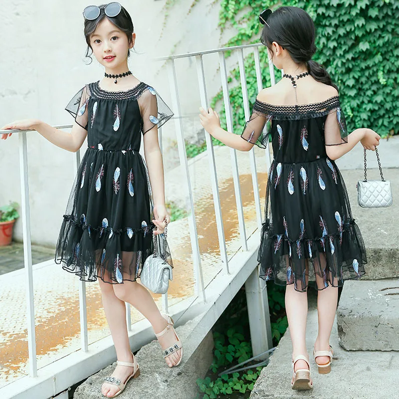 Дети Платья для девочек одежда платье Лето 2019 г. маленьких вечернее с открытыми