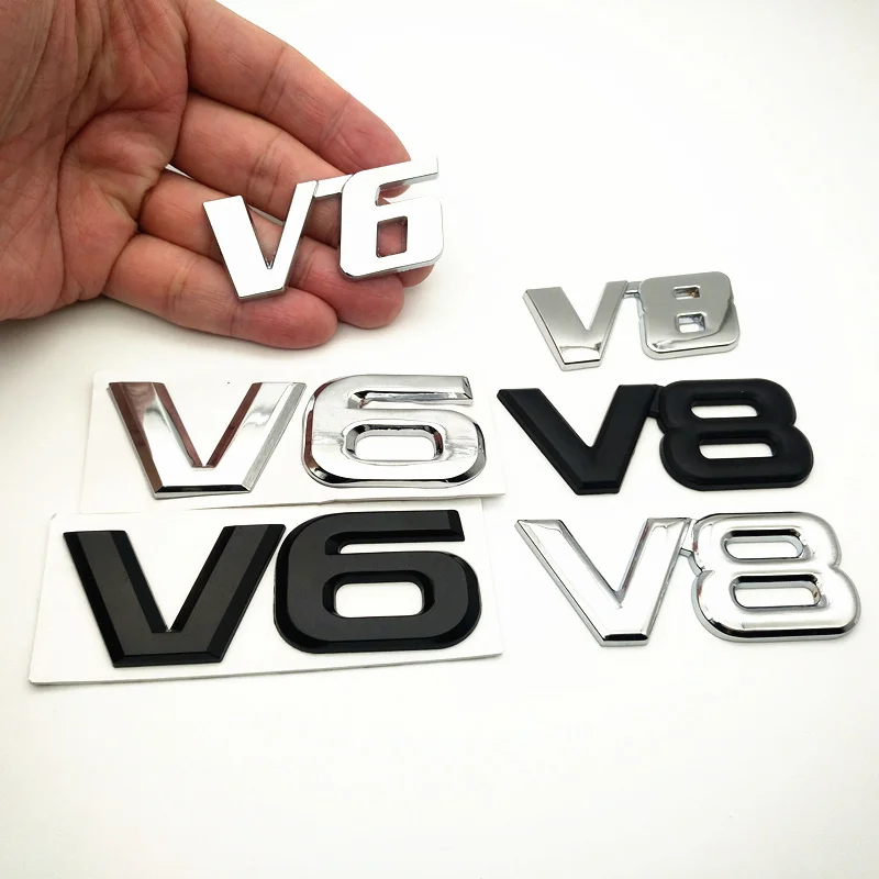 FDIK автомобильный хромированный металлический логотип V6 V8 3D стикер для