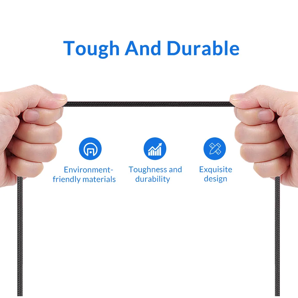 Кабель Micro USB TOPK в нейлоновой оплетке металлический штекер для синхронизации