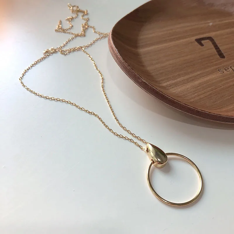 Peri'sbox, 925 пробы, серебряное ожерелье-обруч с каплями, геометрическое круглое ожерелье, минималистичный круг, Женская цепочка, бижутерия
