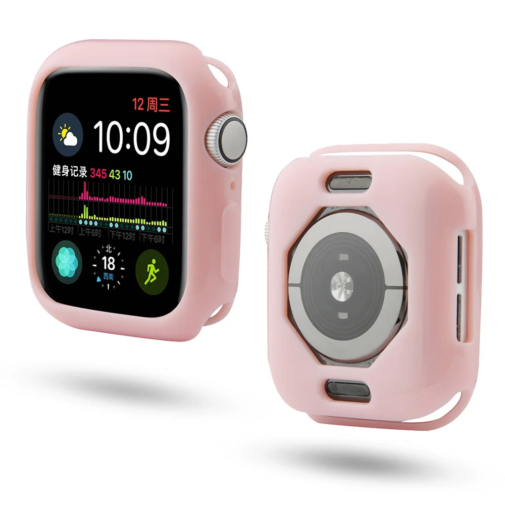 Защитный чехол рамка для Apple Watch серии SE/6/5/4 мягкий гибкий из ТПУ iWatch 40 мм 44 Тонкий