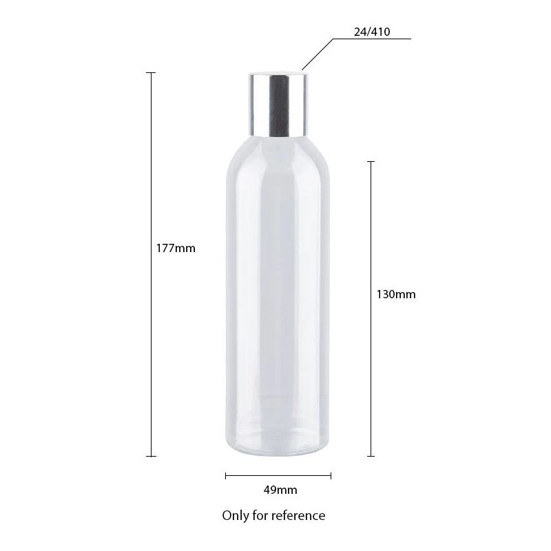 250 мл круглые косметические ПЭТ бутыли тонкое производство серебряная крышка