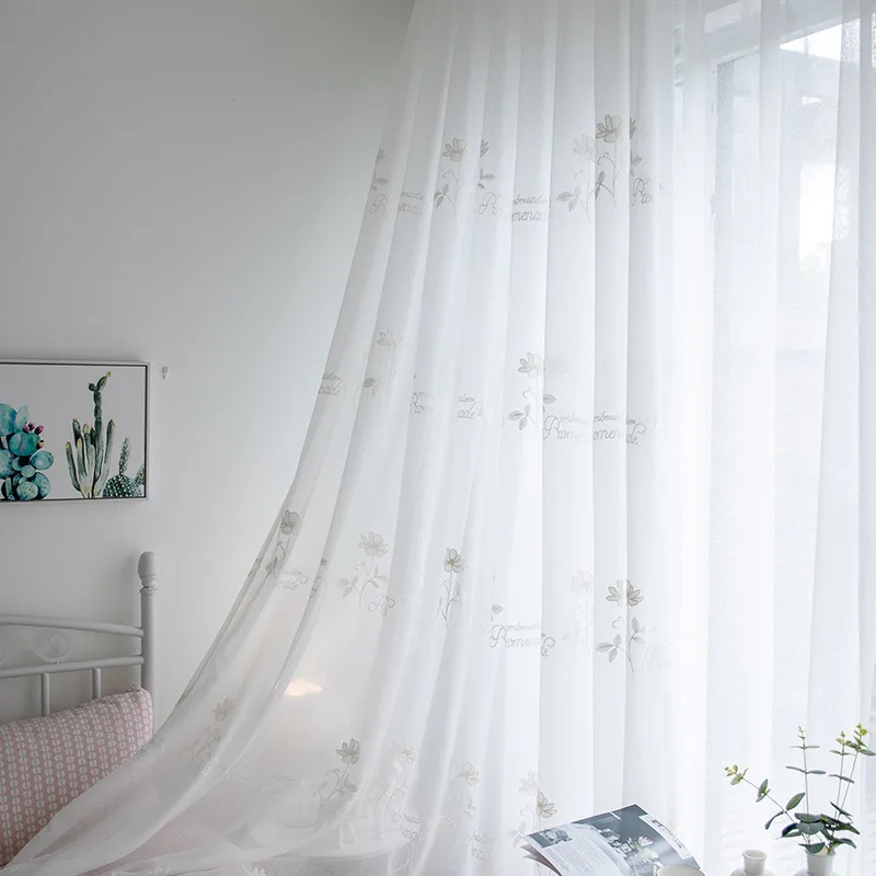Белые цветочные вышитые шторы для гостиной спальни кухни английские слова