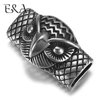 stainless steel slider beads owl head 126mm hole slide charms for men leather bracelet punk jewelry making diy supplies
