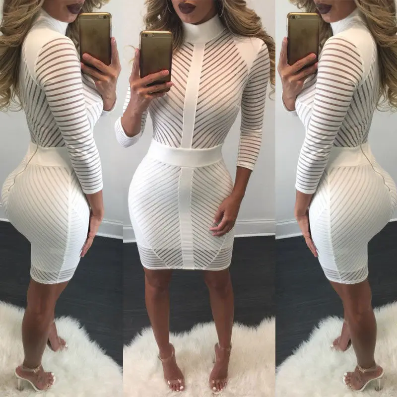 Женские платья бандажные облегающие тонкие вечерние с длинными рукавами