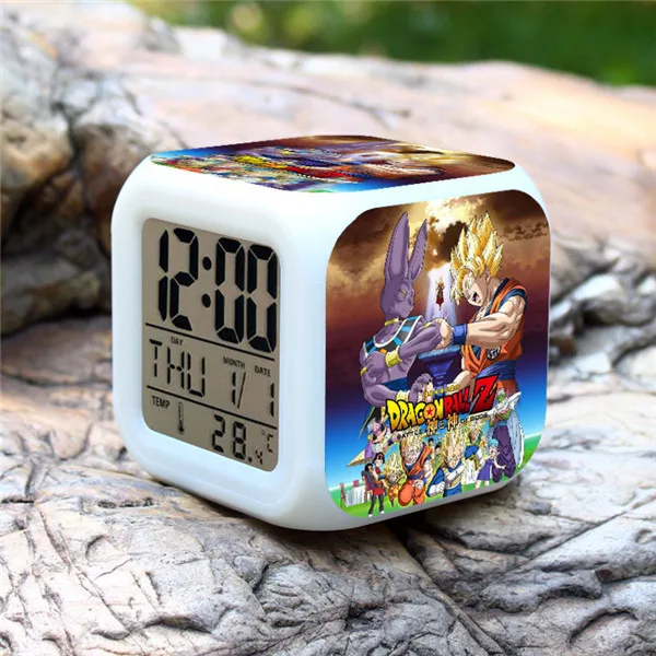 Dragon Ball Z серии LED 7 цветов вспышки света цифровой будильник Дети Часы Фигурки игрушки для детей - Цвет: Многоцветный
