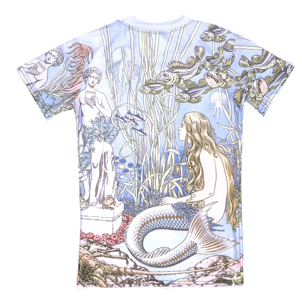 Новая женская футболка с изображением подлодка Акула русалки Яркая Летняя для