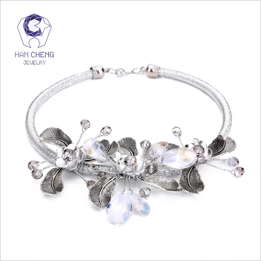 HanCheng модное винтажное серебряное металлическое ожерелье-чокер с цветком и