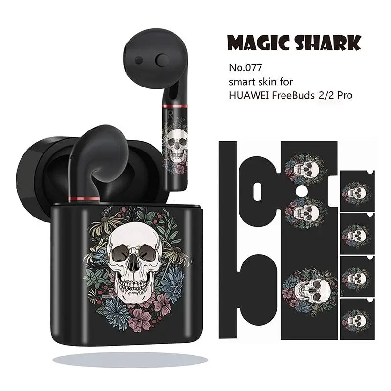Magic Shark Cool Punk Motor Rider череп скелет роза чехол из ПВХ наклейка для HUAWEI Freebuds 2 &amp Pro 076-085