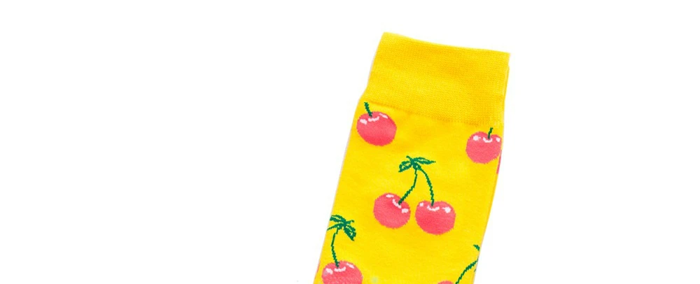 Cherry Мультяшные фруктовые морепродукты животные геометрические полосатые цветные носки мужские забавные носки в стиле Харадзюку хип-хоп - Цвет: Cherry