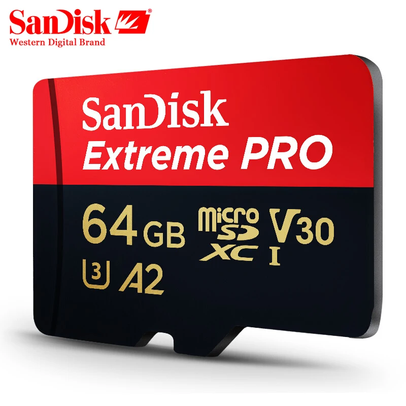 Карта Micro SD Sandisk Extreme Pro карта памяти TF до 170 Мб/с A2 V30 U3 64 ГБ 128 с переходником на |