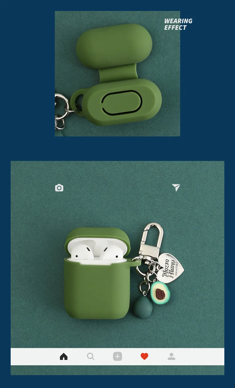 Силиконовый чехол Avocado для Apple Airpods, аксессуары для беспроводных наушников с Bluetooth, Защитные чехлы для наушников