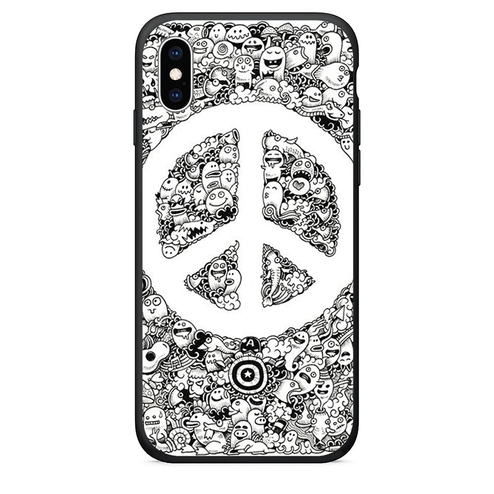 ТПУ чехол для телефона iPhone 6s Чехол Хиппи Psychedelic Art Peace 5 5S se 6 Plus 7 8 x xr xs max |