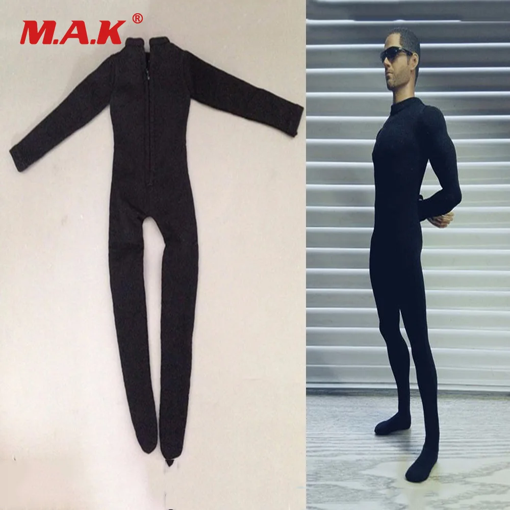 Мужская фигурка в масштабе 1/6 одежда аксессуары черный тонкий обтягивающий