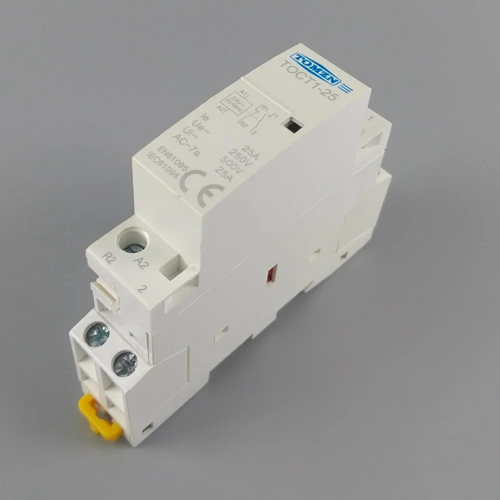 CT1 2P 25A 24 В катушка 50/60 Гц Din рейка бытовой модульный контактор переменного тока 2NO