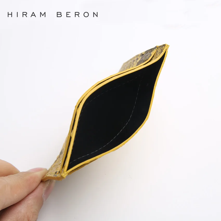 Hiram Beron, унисекс, кожаный держатель для карт, RFID, блокировка питона, кошелек для кредитных карт, мужской, на заказ, женский, кошелек, Прямая поставка