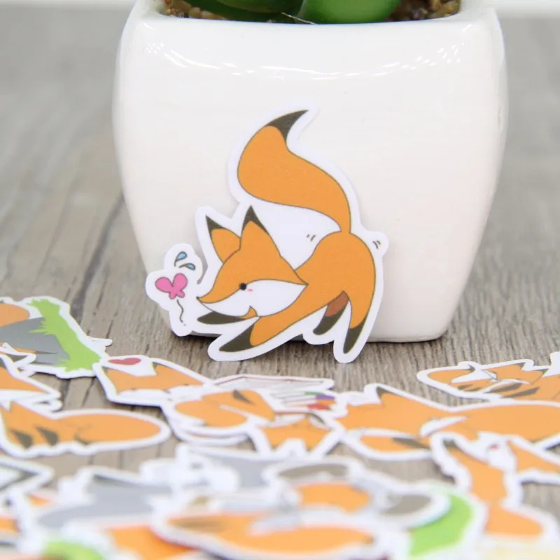 40 unids/lote divertido peque&ntilde;o zorro DIY decorativo papel de etiqueta engomada del tel&eacute;fono del ordenador port&aacute;til del coche &aacute;lbum diario mochila ni&ntilde;os pegatinas-1