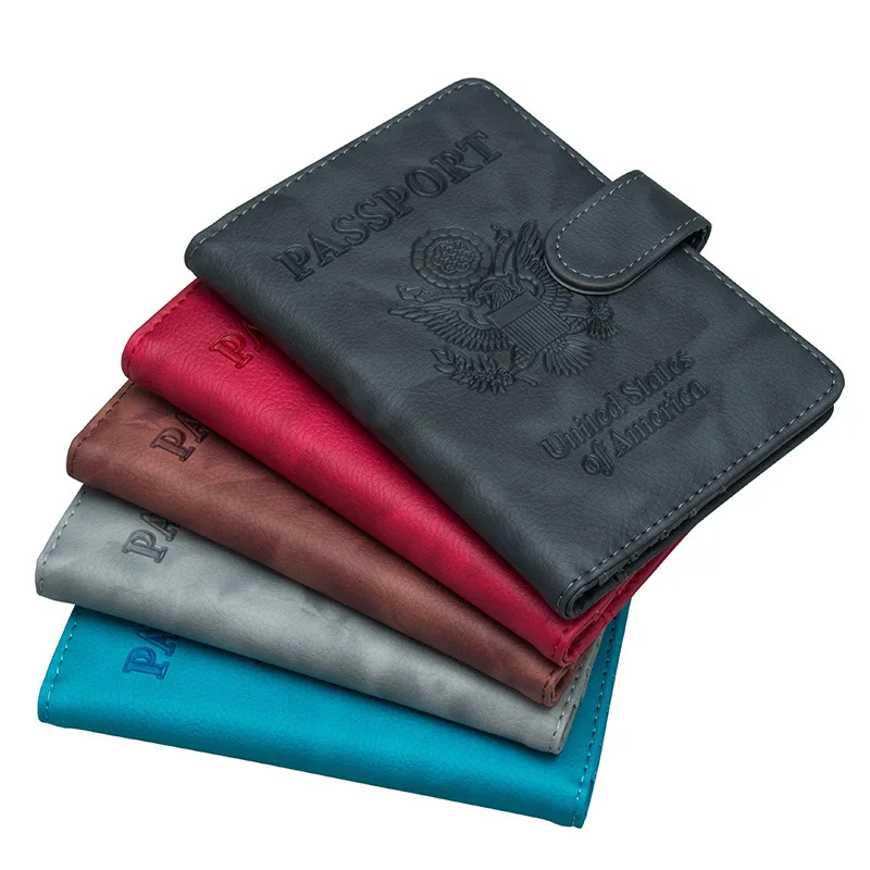 

The US RFID anti-magnetic straight card buckle passport holder multi-card ear passport passport magnetic buckle ticket holder PU