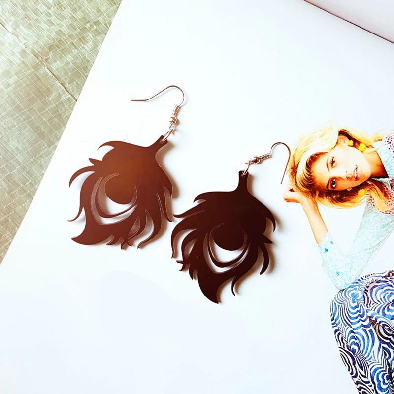 Doreen Box Hot Club Black Leaf Women Fashion Stud Earrings Ear Post Hip Hop Style Jewelry 5.5x4.3cm 1 Pair | Украшения и