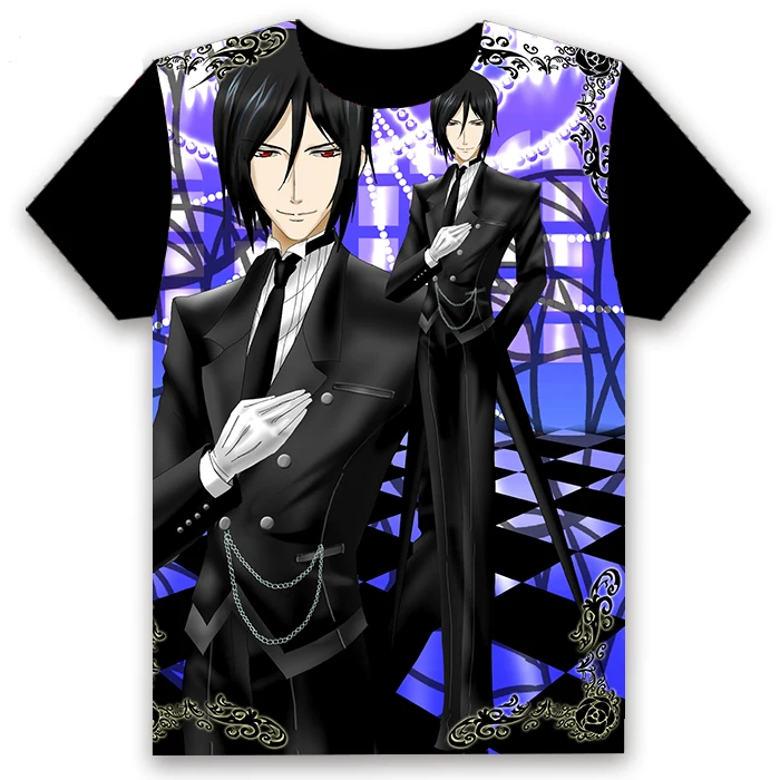 Модная мужская футболка Аниме Kuroshitsuji Black Butler Ciel Phantomhive Косплей Повседневная с