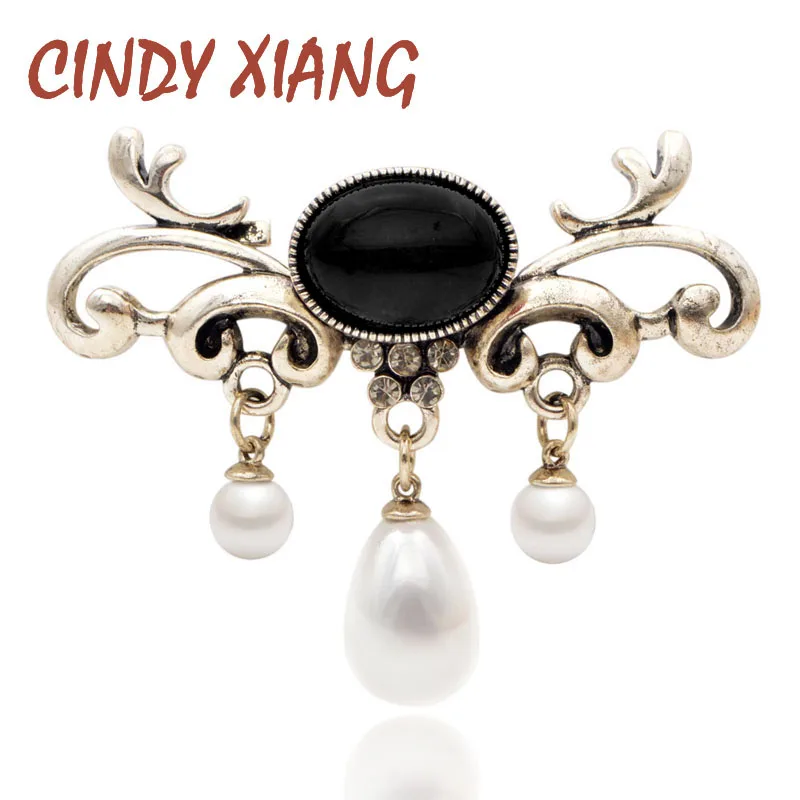 

CINDY XIANG Fashion Pearl Pendant Brooches For Women Wedding Party Office Pins Elegant Jewelry Dress Coat Accessories New Style