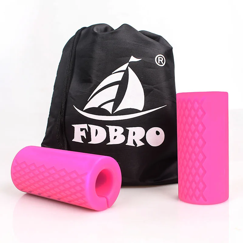 Pink FDBRO 1 пара штанги Грипсы гантели гири рукоятки толстые рукоятки тяги тяжелой атлетики поддержка противоскользящая защита колодки бесплатно - Цвет: Pink