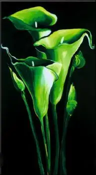 

Hand Painted Oil Painting Emerald Callas-Floral Oil Painting Wall Art-Modern Oil Painting On Canvas Art Wall Decor