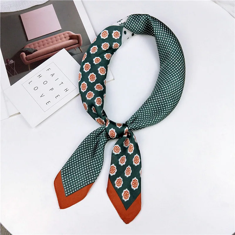 70*70cm Striped Dot Letter Print Square Scarves Hijab Luxury Brand Women Twill Silk Scarf Fashion Headband Bandana |