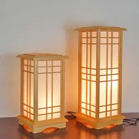 Japanese solid wood floor lamps creative square bedroom living study lamp retro home lighting commonly used floor lights ZA MZ96