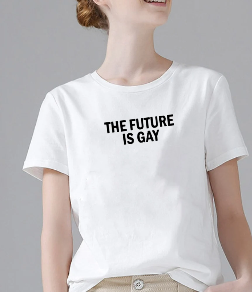 Женская хлопковая Футболка с принтом THE FUTURE IS GAY Harajuku забавная Винтажная футболка