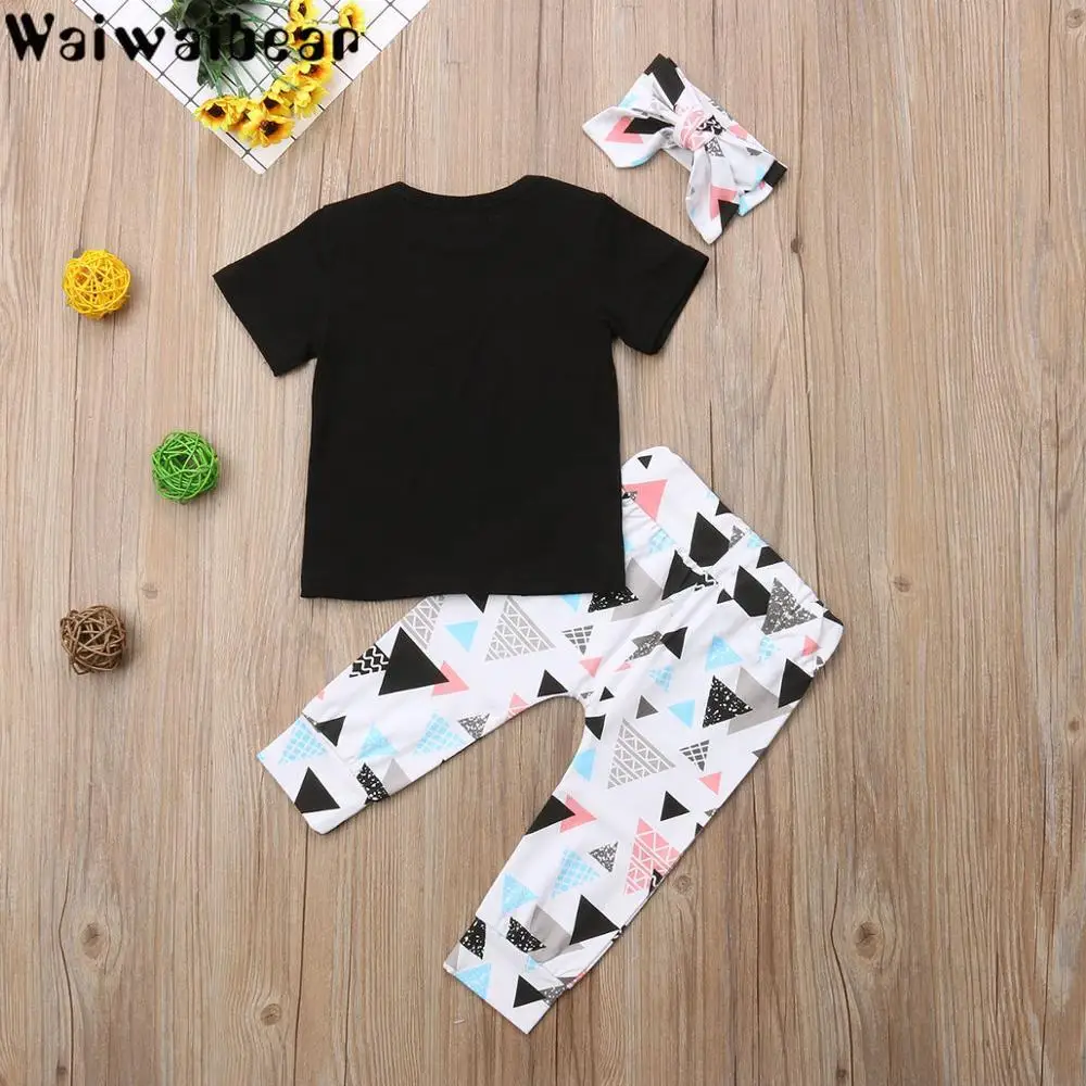 Waiwaibear летняя одежда для новорожденных маленьких девочек футболка с коротким