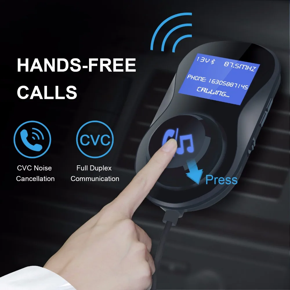 AZGIANT Bluetooth Car Kit Hands Free Music Audio Receiver Adapter Auto AUX For Speaker Headphone Stereo 2 USB Charge | Автомобили и
