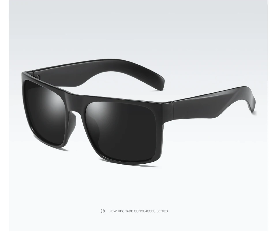 matte black grey ELITERA поляризованные Винтажные Солнцезащитные очки унисекс с широкой оправой, квадратные солнцезащитные очки, черные очки - Цвет линз: matte black grey